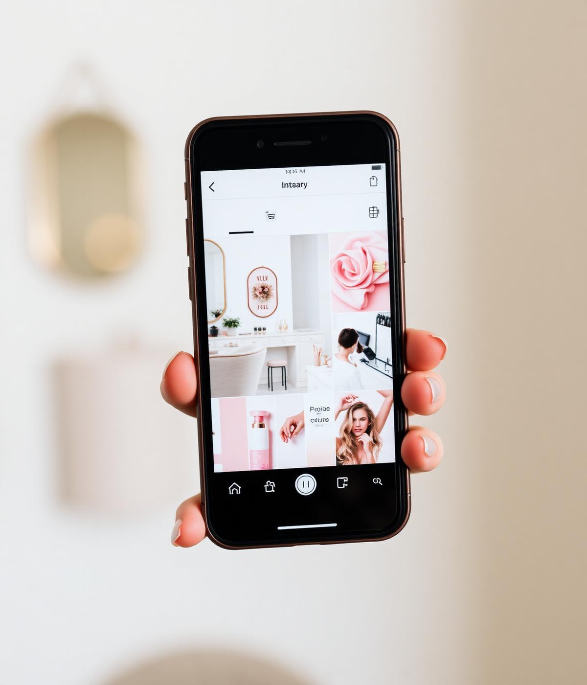 Smartphone showing Instagram content for a beauty salon